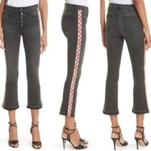 Veronica Beard Carolyn Baby Boot Jean in Smoke Fray Aztec Tux 29